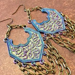 Handmade boho tribal chain dangle earrings